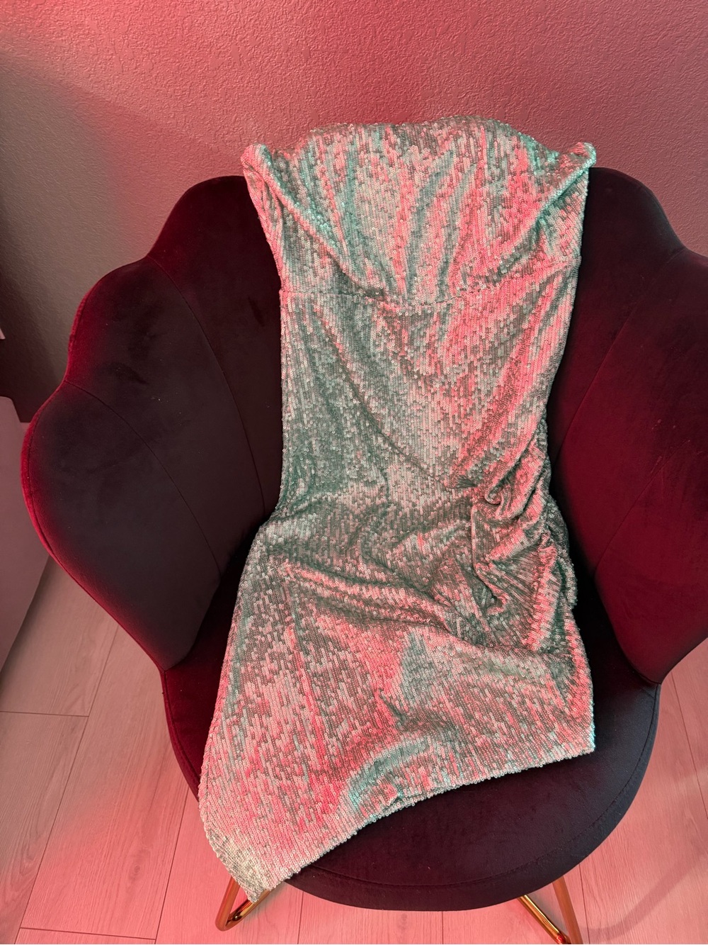 Express Mint Green Strapless Velvet Dress